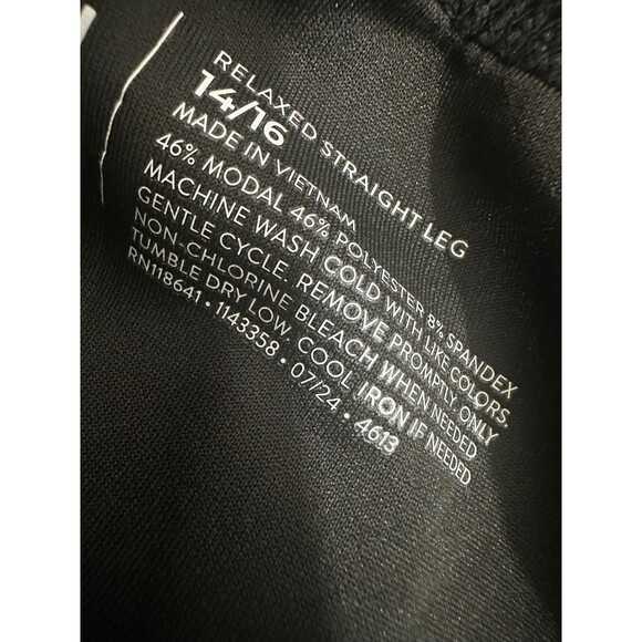 LIVI Pull On Pants Womens 14/16 Black White Stripe Relaxed Straight Leg Stretch - Picture 3 of 12